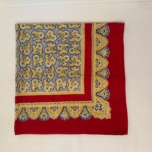 B ALTMAN NY VINTAGE SCARF LARGE SQUARE BLUE RED YELLOW FLORAL FRENCH